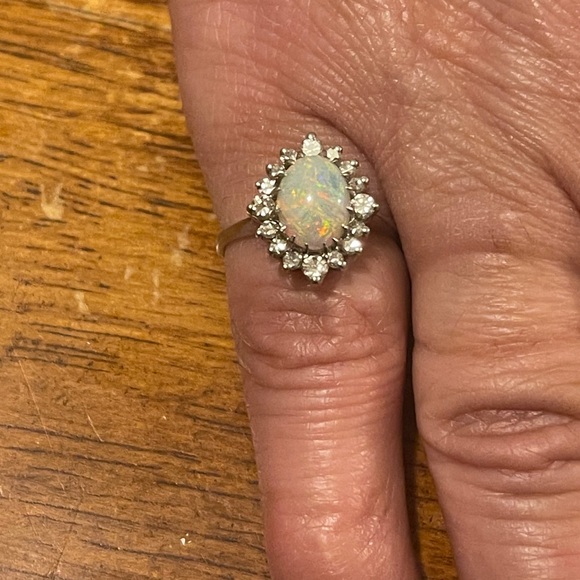 Jewelry - 14K Gold .38CTTW Diamond & Opal Halo Ring